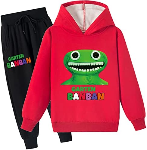 Ateecp Kid Garten of Banban Graphic Tracksuit постави џемпери со качулка и панталони со џогер за зима