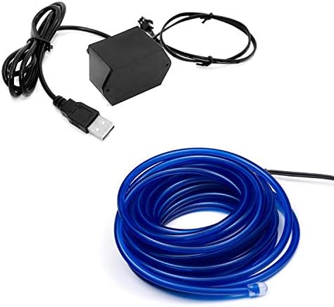 1 -пакет 5M/16.4ft Сина неонска LED светло сјај ел жица - дебелина од 3,2 мм - напојувана од 12V USB порта - занаетчиска неонска жица
