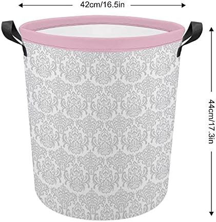 Кошница за перење Foduoduo розова, сива и бела алишта за перење со рачки што се преклопуваат валкана облека за складирање на