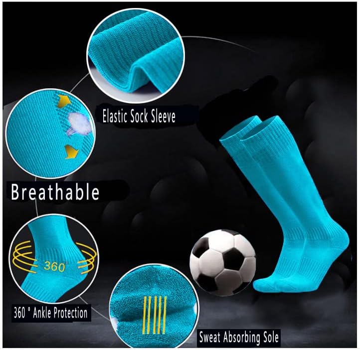 Lingtu unisex атлетско колено висока компресија за дишење цврста цевка фудбалски фудбалски спортски чорапи 3/12 пара за деца млади возрасни