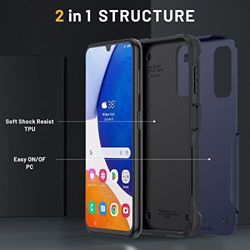 Samsung Galaxy A14 5G Case, со 2 парчиња од 9H каленски мобилен телефон филм повеќеслоен заштита со TPU и компјутер, удобен допир