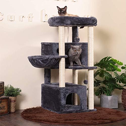 Cat-Брат Мачка Дрво, Мулти-Ниво Мачка Кондо За Голем Мебел За Кула За Мачки Со Столпчиња За Гребење Покриени Со Сисал, 2 Кадифен Кондос, Големи