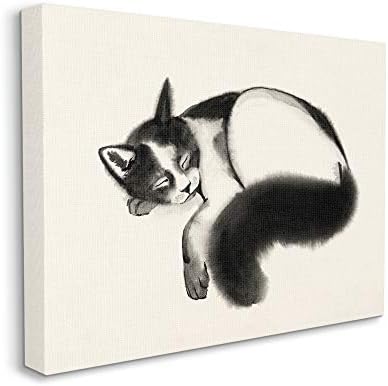 Ступел Индустрии Опуштено Милениче Мачка Грмушка Црна Опашка, Дизајн Од Грејс Поп Платно Ѕид Уметност, 24 х 30, Беж
