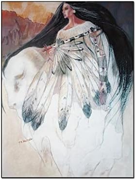 Света жена wallидна уметност домородноамериканец Индиски Ен Wallид уметност бела биволска жена уметност платно уметнички постер wallидна