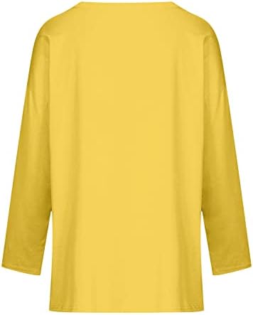 Велосипедизам со долг ракав смешни празнични кошули жени плус големина тенка удобност графичка кошула удобна тркалезна врат пулвер женски жолт