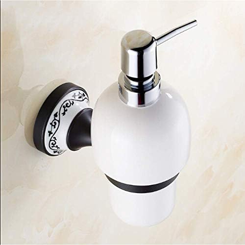 Zuqiee Soap диспензер wallид монтиран антички течен сапун диспензер со керамичко шише додатоци за бања со црно масло, четкано сапун