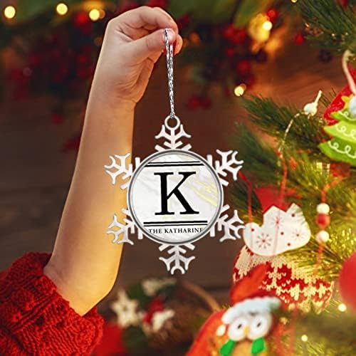 Монограм Почетна буква k Орнаменти на новогодишни украси на новогодишни украси на семејството Иницијали за име Метал Персонализирани Божиќни