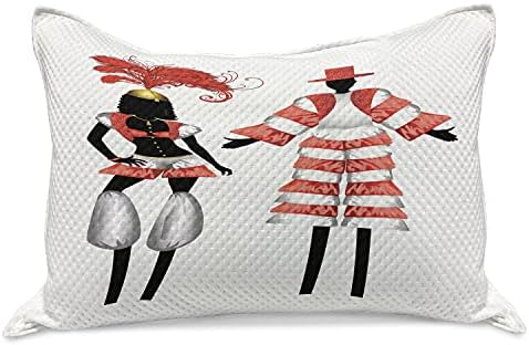 Ambesonne Circus плетен ватенка перница, толкување на 2 силуети на моко umbumsумби во костуми, стандардна обвивка за перница со големина
