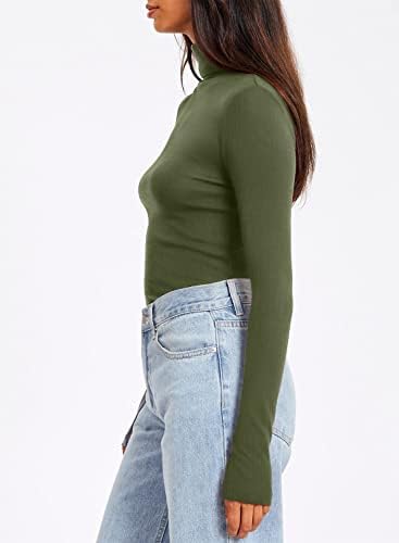 Sandery женски женски теринг со долги ракави кошула со лесен тенок пулвер со ребрестиот слој врвови кошули