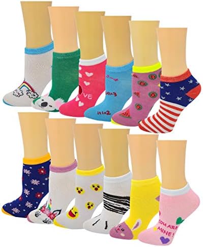 Различни допири Ајла девојки разнобојни глуждови и без шоу чорапи, пакувања со 12 пар