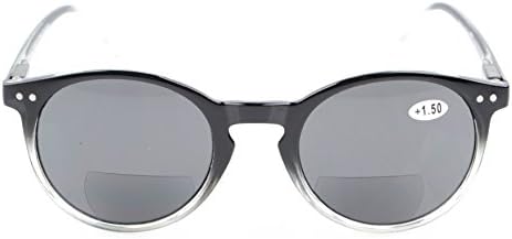 Eyekepper Заштедете 10% на 1 пакувања Бифокални очила за сонце од пролет, црна и 1 пакет Мали овални кружни очила за читање Сонцеви сиви +2,00