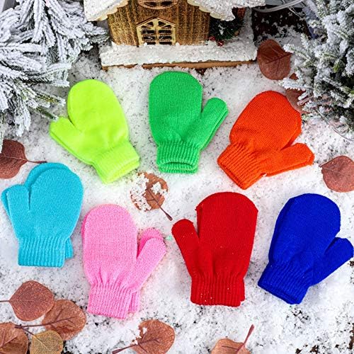 7 парови мали белешки за деца на ракавици за деца, се протегаат целосен прст, зимски топло плетени нараквици