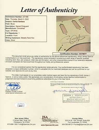 Carlos Santana потпиша автограм со целосна големина Fender Stratocaster Electric Guitar W/ James Spence JSA Писмо за автентичност - Абраксас, Caravanserai, Добредојдовте, Борболета, Амигос, Фестивал, Ме?
