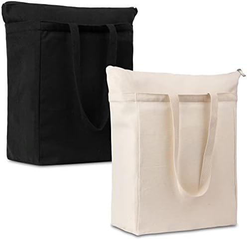 Торби за тотали од платно, 2 парчиња крпа за употреба на торбичка со џеб и патент, големи торби за шопинг платно со рачки