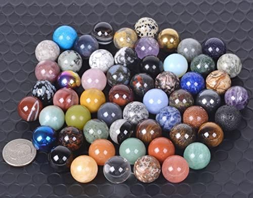 Justinstones избрани скапоцени камења Орб 20мм карпи Кристал заздравување Полирана камена сфера топка Минерална колекција комплет