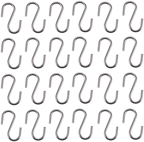 Кабилок метални закачалки тешка 30 парчиња куки тешки куки од не'рѓосувачки челик S облик на жица куки тава садови прибор за плакари