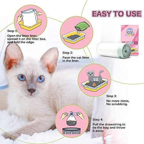 Вреќи За Отпадоци За Мачки Llspet Valspack Од 10 Точки, Задебелена Издржлива Облога За Кутии За Отпадоци За Мачки, Вреќи За