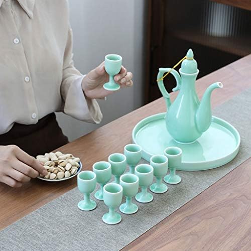 LuckXuan Sake поставува цијано керамичко вино чаша јапонски ради постави чаша за занаетчиство ладно/топло/чај/чаша чаша јапонски раб,