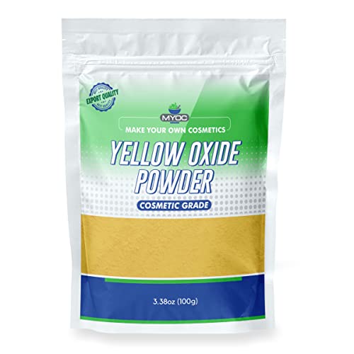 Myoc Yellow Oxide Powder - 100 gm, козметички оксид во прав од жолт оксид, прав од жолт железен оксид за шминка, жолт оксид во прав за боја, минерален