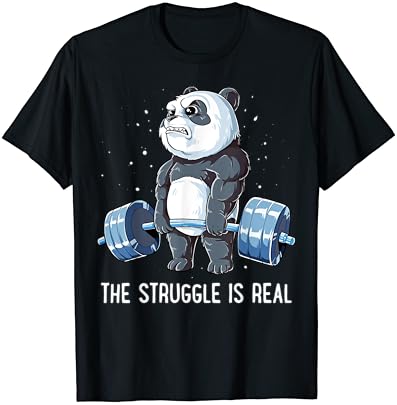 Панда борбата е вистинска фитнес салата за кревање тегови, смешна маица