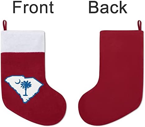 Државна мапа на Јужна Каролина знаме Божиќно виси порибување симпатична санта чорап за украси за Божиќни украси украси подароци