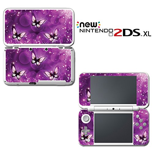 Прекрасни виолетови пеперутки и starsвезди уметничка видео игра винил декларална налепница на кожата за Nintendo New 2DS XL