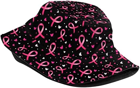 Свеста за рак на дојка корпа капа розови панделки, капа на рибарската капа за жени и мажи