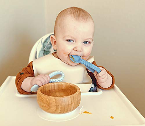 Itzy Ritzy Silicone Spoon & Fork Set; Сетот за бебиња за прибор се одликува со вилушка и лажица со јамка, плетенка рачки; Изработено од