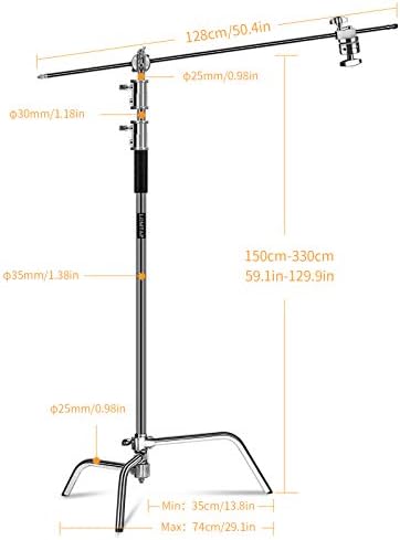 Комплет за фотографирање на светлосен столб на Lomtap C - Тешка 10.8ft/330cm Вертикален пол, 4,2ft/128cm бум рака, надградена прилагодлива