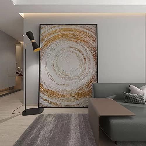 Голем модерен апстрактен златен фолија круг платно масло за сликање wallидна уметност дневна соба декор црна рамка слики за wallид 60x95cm/24x38in