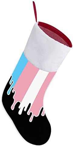Транс гордото знаме за топење на бојата ЛГБТ Божиќни чорапи порибување на Божиќни дрвја Санта украси што висат украси за одмор на камин