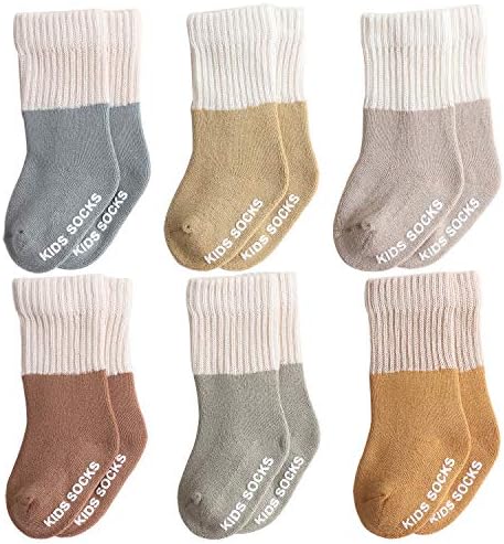 Belsmi 6 пакувања бебешки чорапи анити лизгаат колено високо порибување густо топло зимско чорап