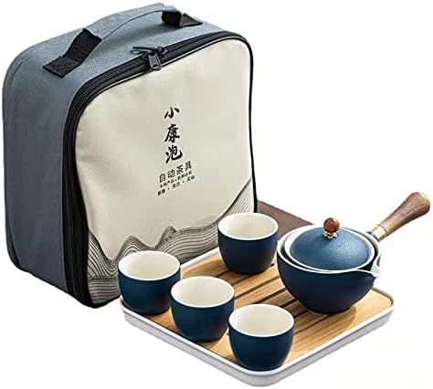 Преносен сет за чај за патувања, рачно изработен сет за чај Кунгфу, порцелански чајник, чајници, бамбус чај ​​сад со преносна торба