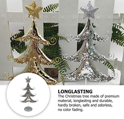 Nuobesty Iron Thrirn Three Display стојат вештачки новогодишно дрво мини таблета новогодишна елка затворено Божиќ празник декор сребро