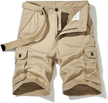 Машки памучни обични шорцеви на отворено маскирна шорцеви, двојно камо карго шорцеви со џебови, без ремени за спортски панталони