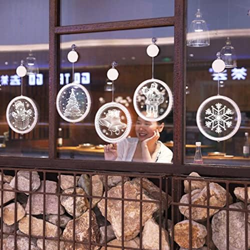 Xianfei 5 пакувања Божиќни висечки светла за висини, Божиќни декоративни 3Д виси светла, 3D новини декоративни светлина, напојување