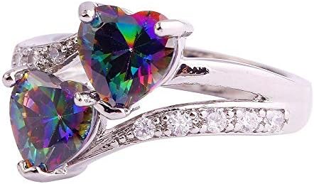Womenените ветуваат прстен мода во форма на срце, исечен цирконија венчален прстен накит виножито скапоцен камен, ангажман прстен