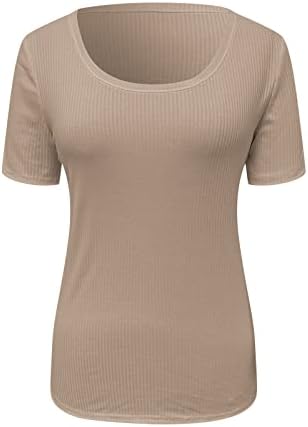 Bmisegm женска кошула со кратки ракави за истегнување на летното ребро плетени обични кошули кошула