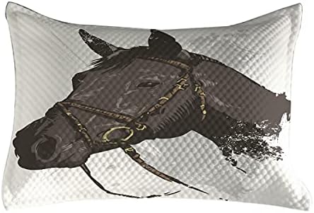 Ambesonne Animal Victured Pemlowcover, портрет на диви коњи со гранџ боја на четки за графичка уметност дизајн, стандарден наслов на акцент