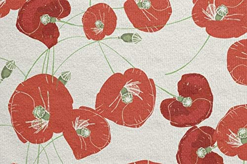 Ambesonne Poppy цвет јога мат пешкир, рачно нацртана илустрација на ретро пупки на пупки, цвеќиња на не-лизгање на пот, абсорбента