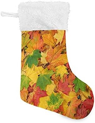 Алаза Божиќни чорапи есенски лисја паѓаат лисја од јавор Класичен персонализирани големи декорации за порибување за семејни сезонски