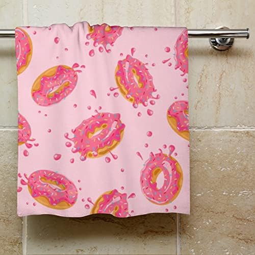 Розови слатки крофни печати меки крпи за микрофибер лесни високо апсорбирани крпи на лицето за бања за туширање во бања
