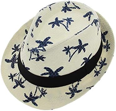 Womenените мажи летни капи со цврста слама капа плажа федорас обични панама сонце капи џез -капачиња