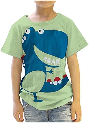 Детска девојка цртана облека облека, животински врвови, диносаурус дете, момчиња бебе маица момчиња врвови момче со краток ракав