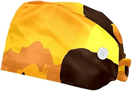 Niaocpwy 2 пакет Златен фламинго на црно работни капачиња со црно bbackground со џемпер за жени, буфан чиста турбан капа