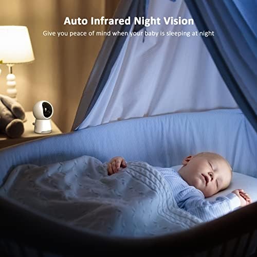 Nexigo Видео Бебе Монитор Со Камера И Аудио, 5 Инчен СПЛИТ IPS Екран, Поддршка До 4 Камери, 2-Насочен Аудио, Пан-Навалување-Зум, 4800mah