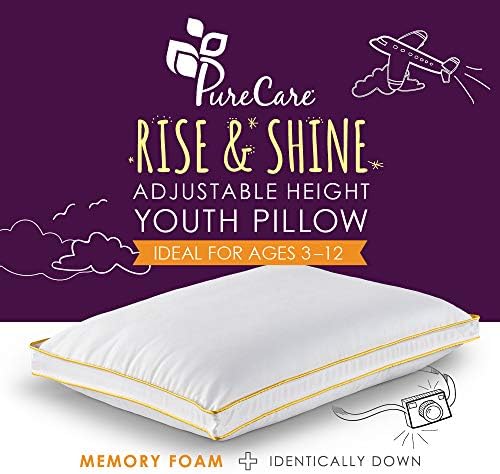 Purecare Kids Rise & Shine Memory Ponam Pillow, прилагодлива мансарда, младост 21 x 16