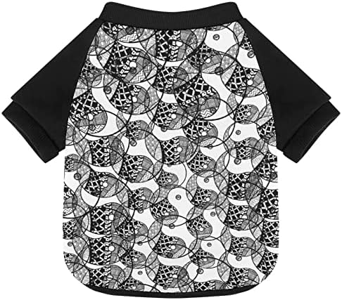 Смешно јин јанг црно -бело печатено печатено маичка со џемпер со пука пулвер за кучиња мачка со дизајн