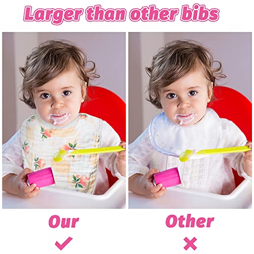 Zainpe 4pcs Муслин памук за хранење Библи за бебиња девојки Цвет цвет екстра голема прилагодлива биб со 4 абсорбенти меки слоеви
