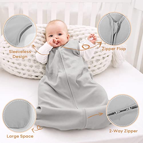 LOOXII Бебе вреќа за спиење 0-6 месеци 2 пакувања памучно бебе за носење на бебе 0,5tog Toddler торба за спиење со двонасочен патент